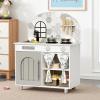 Arlopu Play Kitchen Set, Kids Interactive Pretend Chef Playset with Curtained Cabinet, Stove w/Clicking Knobs, Faucet & Sink, Wooden Cookware Accessories, Toys Kitchen for Toddlers (White) view 1