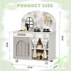 Arlopu Play Kitchen Set, Kids Interactive Pretend Chef Playset with Curtained Cabinet, Stove w/Clicking Knobs, Faucet & Sink, Wooden Cookware Accessories, Toys Kitchen for Toddlers (White) view 2