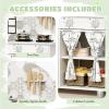 Arlopu Play Kitchen Set, Kids Interactive Pretend Chef Playset with Curtained Cabinet, Stove w/Clicking Knobs, Faucet & Sink, Wooden Cookware Accessories, Toys Kitchen for Toddlers (White) view 3