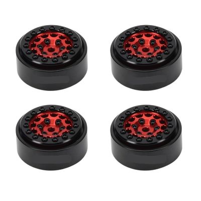 Alloy 1.0 Beadlock SCX24 Wheel Rim & Lock Nut for Axial 1/24 SCX24 Series Upgrades Parts(Red)