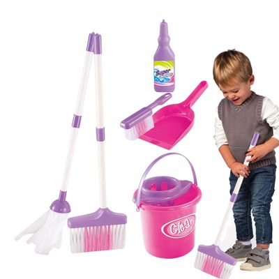 Kids Toy Cleaning Set  Pretend Play Housekeeping Tools with Broom, Mop, Brush, Dust Pan, Bucket, and Caution Sign, Durable STEM Toy for Ages 3+ | Ideal for Role-Playing, Learning, and Creative Play