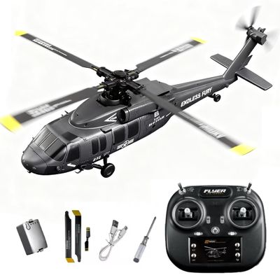 Actualia K200 Black Hawk RC Helicopter, 6CH Remote Control Helicopter Model with Optical Flow Positioning & Inverted Flight, Simulation Aerobatic Military Aircraft for Beginner