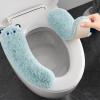 Bear Plush Toilet Seat Cover, Soft Washable Cushion Mat, TPR Back Adhesive, 5.3 x 3.74 inches, Double Flap Design for Winter,Reusable Thicker Warmer Cover Pads (Blue) view 2