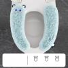 Bear Plush Toilet Seat Cover, Soft Washable Cushion Mat, TPR Back Adhesive, 5.3 x 3.74 inches, Double Flap Design for Winter,Reusable Thicker Warmer Cover Pads (Blue) view 3