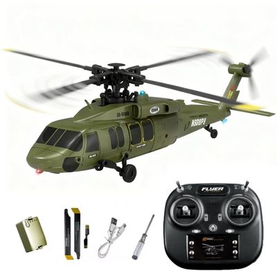 Actualia K200 Black Hawk RC Helicopter, 6CH Remote Control Helicopter Model with Optical Flow Positioning & Inverted Flight, Simulation Aerobatic Military Aircraft for Beginner