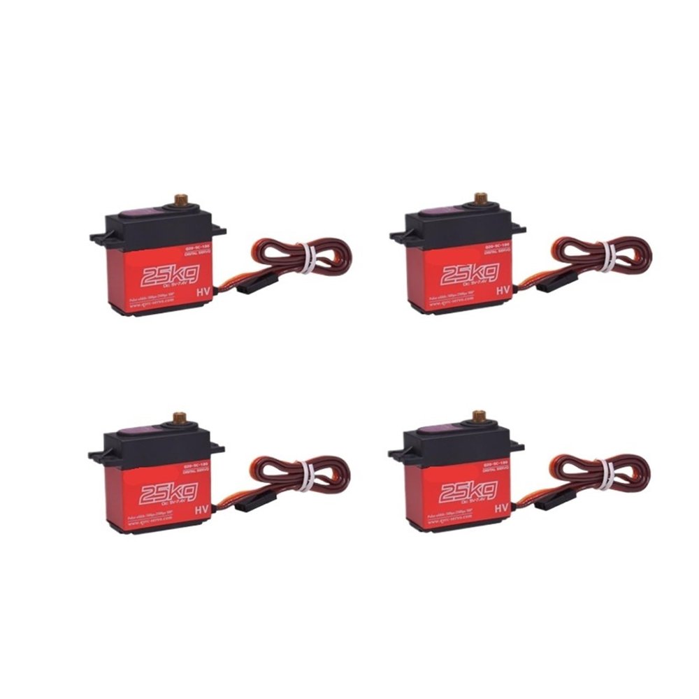 4pcs Waterproof Servo 20Kg 25Kg 30Kg 35Kg 40Kg High Speed Metal Gear Digital Servo Suitable for 1/8 1/10 Scale(4x25kg 180 Degree)