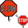 Double-Sided LED Stop Slow Paddle Sign - Handheld Traffic Safety Sign with Foam Grip for School Crossings, Construction, Parking - Bright Light, 1-Pack (Stop/Slow) view 1