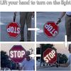 Double-Sided LED Stop Slow Paddle Sign - Handheld Traffic Safety Sign with Foam Grip for School Crossings, Construction, Parking - Bright Light, 1-Pack (Stop/Slow) view 4