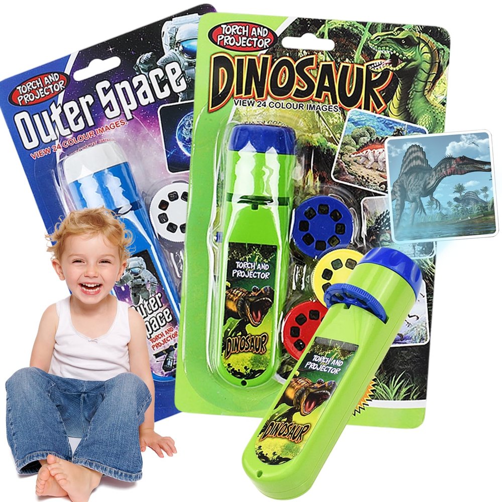 Dinosaur Projector Flashlight, 2026 New Dinosaur Flashlights, Dinosaur Light Projector for Kids, 24 Dinosaurs, Projectable onto Walls, Ceilings, Tents (Dinosaur+Space)