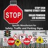 24" Solar LED Stop Sign, LED Traffic Road Warning Sign, Aluminum Alloy Construction, With 24 High-Brightness Leds, Intelligent Sensor, 0.5-Mile Visibility Range, For Pedestrian Crossings, School 30" view 4