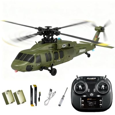 Actualia K200 Black Hawk RC Helicopter, 6CH Remote Control Helicopter Model with Optical Flow Positioning & Inverted Flight, Simulation Aerobatic Military Aircraft for Beginner