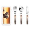 3-Piece Kids Silverware Set, Stainless Steel Reusable Children Safe Knife Spoon Fork Set With Storage Case Cute Wild Elephant Children Flatware Set For Kids Lunch Box view 1