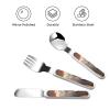 3-Piece Kids Silverware Set, Stainless Steel Reusable Children Safe Knife Spoon Fork Set With Storage Case Cute Wild Elephant Children Flatware Set For Kids Lunch Box view 3