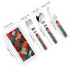 3-Piece Kids Silverware Set, Stainless Steel Reusable Children Safe Knife Spoon Fork Set With Storage Case Diagonal Geometric Pattern Children Flatware Set For Kids Lunch Box view 2