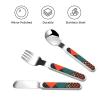 3-Piece Kids Silverware Set, Stainless Steel Reusable Children Safe Knife Spoon Fork Set With Storage Case Diagonal Geometric Pattern Children Flatware Set For Kids Lunch Box view 3
