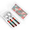 3-Piece Kids Silverware Set, Stainless Steel Reusable Children Safe Knife Spoon Fork Set With Storage Case Diagonal Geometric Pattern Children Flatware Set For Kids Lunch Box view 4