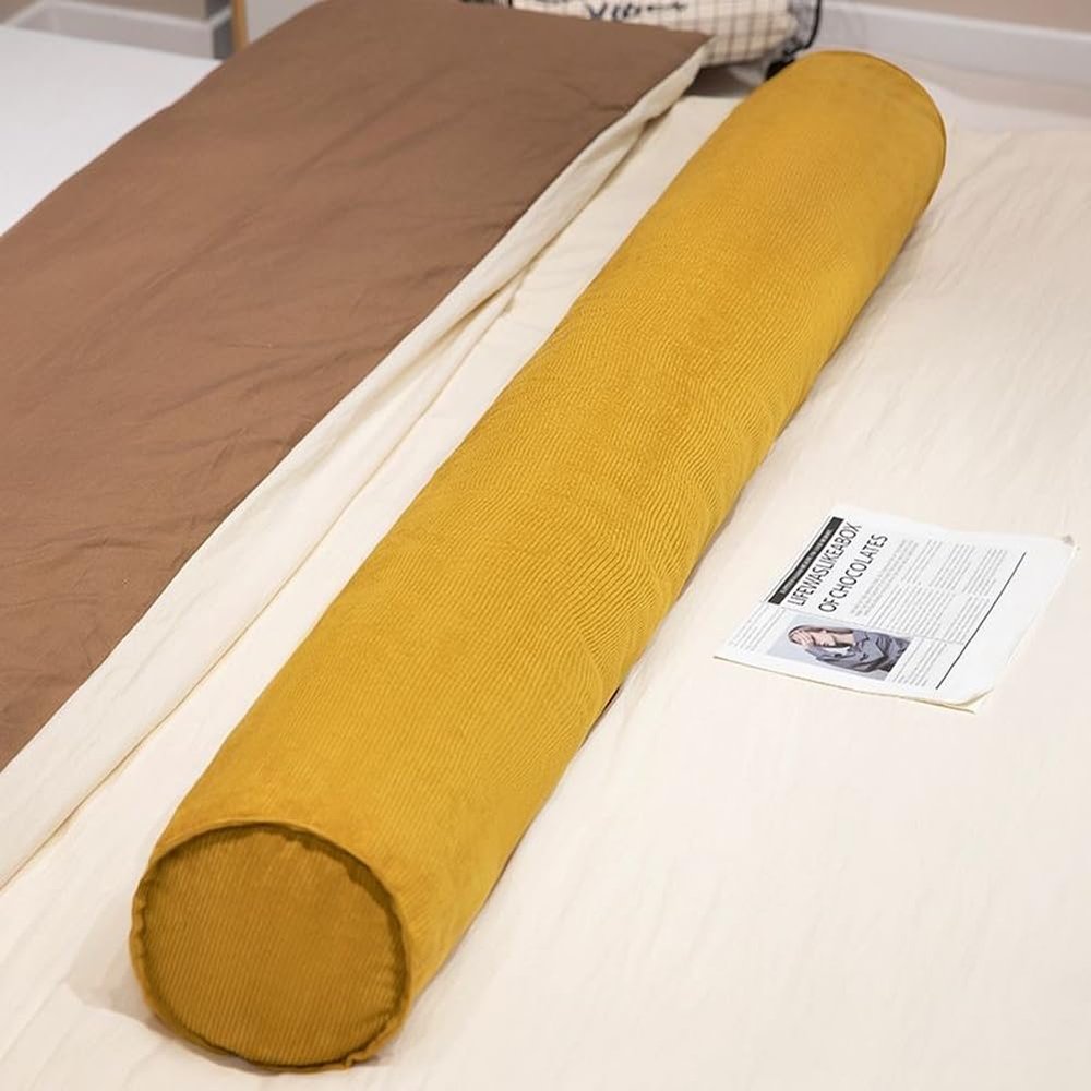 MUXXIAO Extra Large Cervical Body Pillow,Round Bolster Cushion Pregnancy Pillow for Side Sleeping Hugging,Ergonomic Support Pillow for Head Neck Back (Yellow,47.2in)
