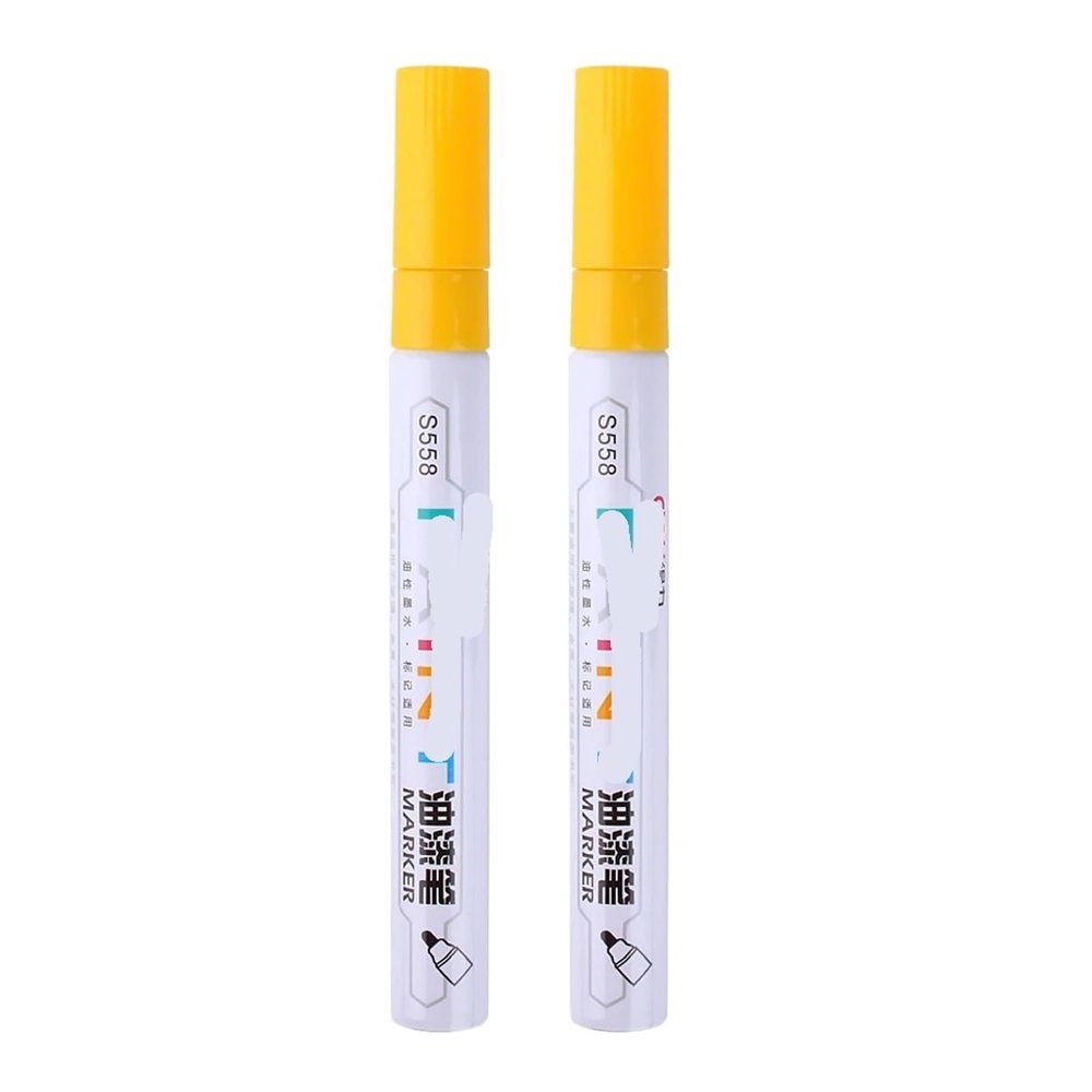 2 Piece Set RC Car Tire Paint Marker Pen Drawing Tool Set for RC Model Car(Yellow 2pcs)