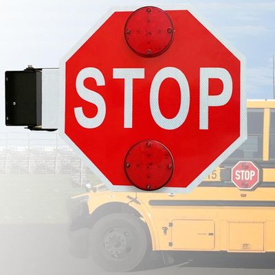 18" LED Stop Sign for School Buses - Blinking Traffic Warning Sign, Waterproof Reflective Film, High Visibility for School Zones & Bus Lanes (12V)