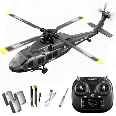 Actualia K200 Black Hawk RC Helicopter, 6CH Remote Control Helicopter Model with Optical Flow Positioning & Inverted Flight, Simulation Aerobatic Military Aircraft for Beginner