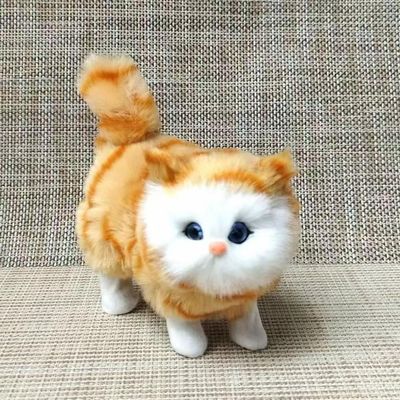 KKUSSOLL Realistic Small Standing cat Toy (Orange)