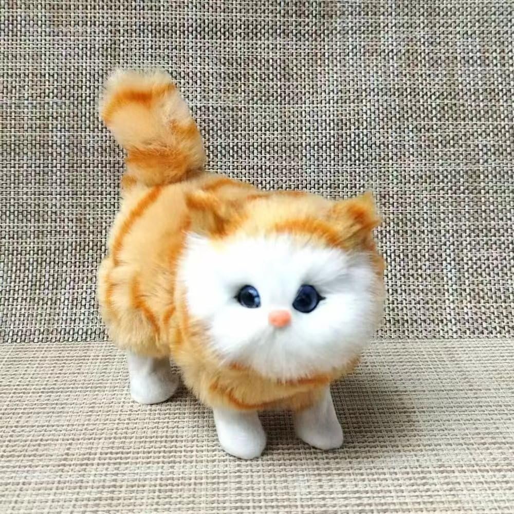 KKUSSOLL Realistic Small Standing cat Toy (Orange)