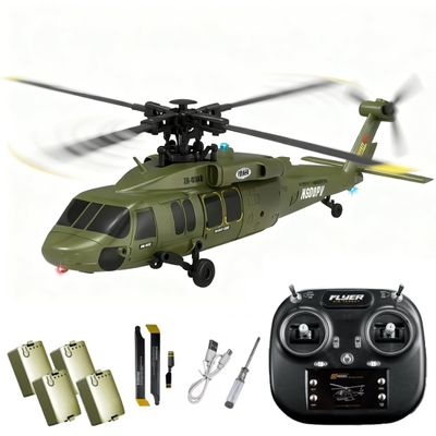 Actualia K200 Black Hawk RC Helicopter, 6CH Remote Control Helicopter Model with Optical Flow Positioning & Inverted Flight, Simulation Aerobatic Military Aircraft for Beginner