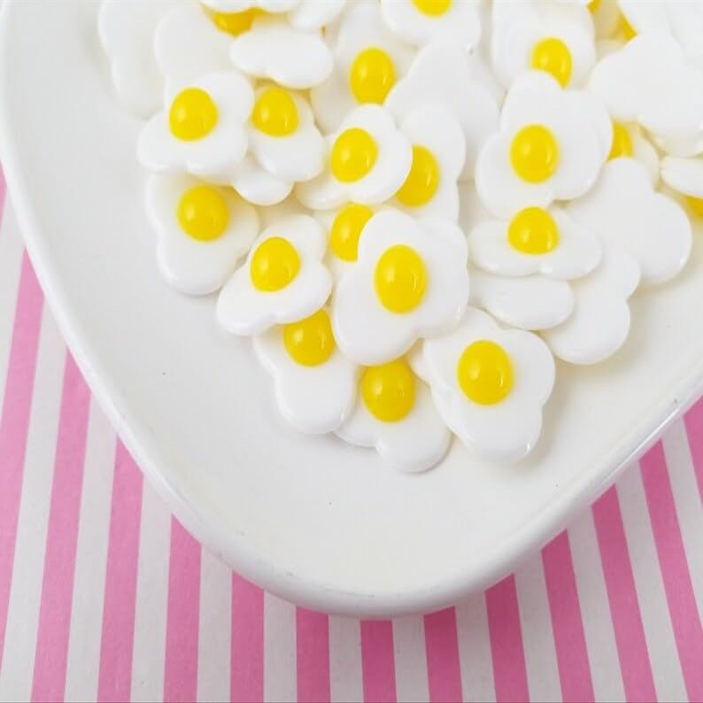 6pcs, Egg Cabochons, Cute Flat Backed Resin, Acrylic Dollhouse Foods, Craft Supplies
