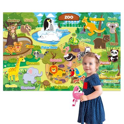 SyrmMatu Felt Board Story Sets, Farm Animals Felt Story Board, Early Learning Interactive Wall Hanging Boards for Family Christmas Role Playing (Zoo A)