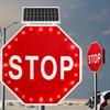 LED Traffic Road Warning Sign, Solar LED Stop Sign, With Large-Area Solar Panel and 24 High-Brightness Leds, Intelligent Sensor, 0.5-Mile Visibility Range, For School, Residential, Parking Lots 30" view 1