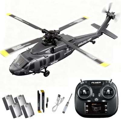 Actualia K200 Black Hawk RC Helicopter, 6CH Remote Control Helicopter Model with Optical Flow Positioning & Inverted Flight, Simulation Aerobatic Military Aircraft for Beginner