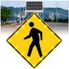 24" Solar Powered LED Pedestrian Crossing Sign - Flashing Traffic Warning Sign with Durable Aluminum Frame - Bright Road Safety Indicator for Increased Visibility and Enhanced Pedestrian Safety view 1