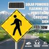 24" Solar Powered LED Pedestrian Crossing Sign - Flashing Traffic Warning Sign with Durable Aluminum Frame - Bright Road Safety Indicator for Increased Visibility and Enhanced Pedestrian Safety view 2