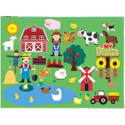 SyrmMatu Felt Board Story Sets, Farm Animals Felt Story Board, Early Learning Interactive Wall Hanging Boards for Family Christmas Role Playing (Farm B)