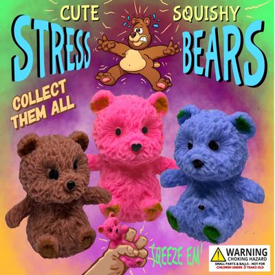 ToysCentral Basics Cute Squishy Bear Figurines Set of 3 Large Size 2.1 Inches Figures in Assorted Colors