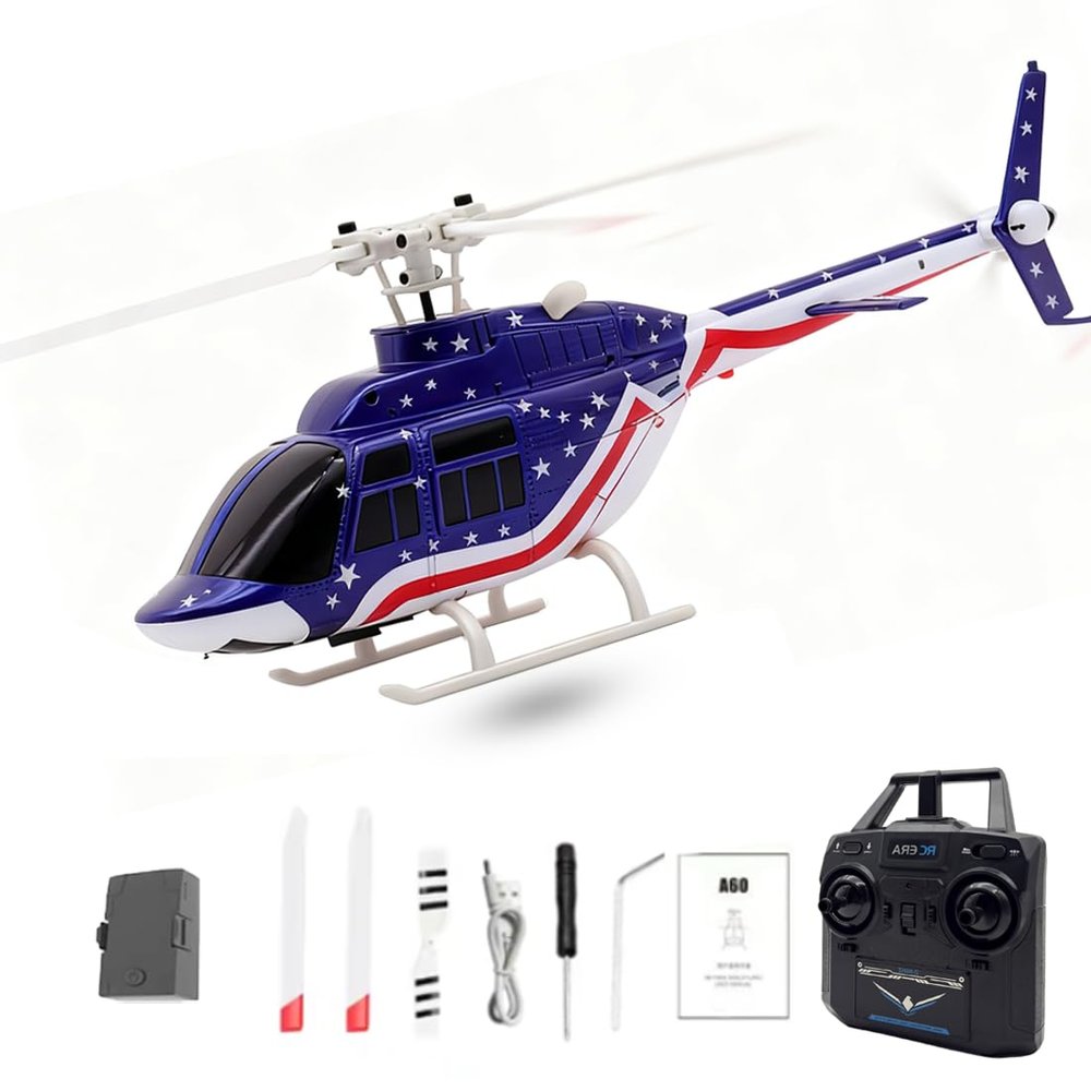 Actualia RC ERA A60 MINI Bell 206 Helicopter, 1/42 Scale Four-Channel Single-Rotor Remote Control Helicopter with Altitude Hold, RTF Hobby RC Aircraft Model for Enthusiast