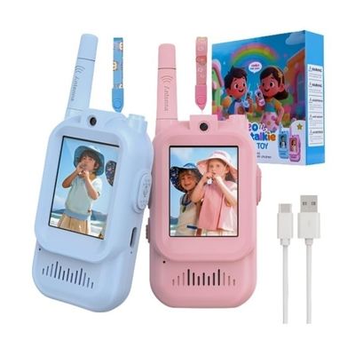 2Pack Kids Video Walkie-Talkie,with HD Camera & Voice Changer for 3 to 12 Years Old for Christmas Birthday GiftsOutdoor Electric Parent-Child Interphone Toys for Kids (Color B)