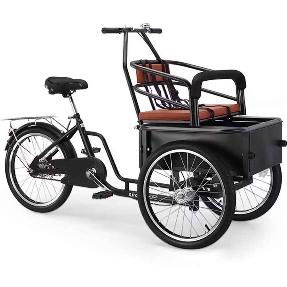 Inverted Pedal Tricycle with Front Large Seat,Adult Tricycle with Training Wheels to Pickup Kids,Pets,Dual Brakes,3 Wheels Bike,Pedal Assist Cruiser Trike for Cycling, Outing, Picnic