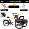 Inverted Pedal Tricycle with Front Large Seat,Adult Tricycle with Training Wheels to Pickup Kids,Pets,Dual Brakes,3 Wheels Bike,Pedal Assist Cruiser Trike for Cycling, Outing, Picnic view 3