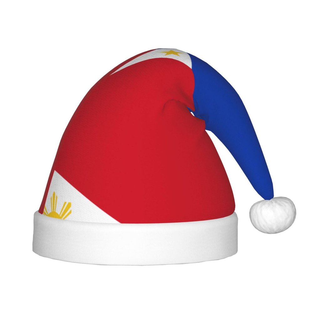 XZDZDX Philippine flag Christmas Hat for Kids, Holiday Party Costume Accessory with Pom Pom Topper for Festive