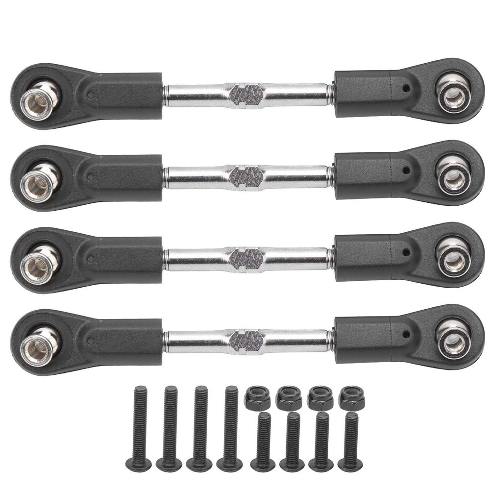 4Pcs 7787mm M4 S Stee Servo Pull Rod Age Tie Rod, RC Servo, al Servo Age for 1/8 RC Car, Compatible with Hobao Kraton Red cat
