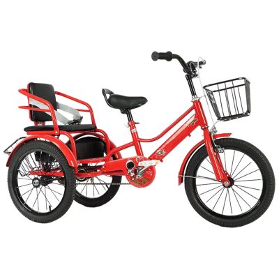 Kids Pedal Bicycle with Double Brakes,Rear Passenger Seat with Belt,Hidden Compartment,3 Wheels Bike Trike for Recreational Cycling, Exercise,Outdoor Picnics,Toddler Tricycle