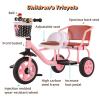 Ride-on Pedal Tricycle,Two Seaters Trike,High Carbon Steel Children's Tricycle,Back Seat with Backrest for Boys and Girls Ages 3+,3 Wheels,Adjustable Seat view 2