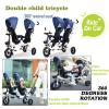 Stroller Trike with Recline backrest,Buggies with Removable Canopy and Push Handle,Dual Seats Tandem tricycles,Parent Push Trike with Swivel seat view 2
