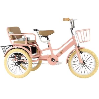 3 Wheels Bike Trike,Single Brake,Carbon Steel Frame,Pedal Tricycle for Recreational Cycling, Exercise,Outdoor Picnics,Rear Passenger Seat with Hidden Compartment