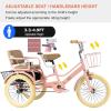 3 Wheels Bike Trike,Single Brake,Carbon Steel Frame,Pedal Tricycle for Recreational Cycling, Exercise,Outdoor Picnics,Rear Passenger Seat with Hidden Compartment view 3