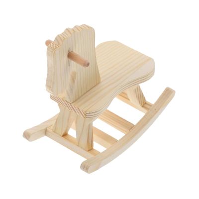 KiBcsLic Wooden Rocking Horse Model Wooden Craft Kit DIY Crafts Table Decoration Unfinished Rocking Horse Figurine for Patio Entrance