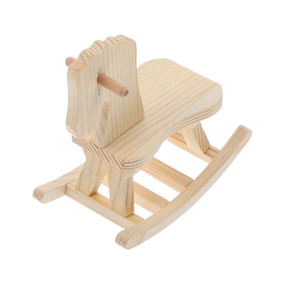 KiBcsLic Wooden Rocking Horse Model Wooden Craft Kit DIY Crafts Table Decoration Unfinished Rocking Horse Figurine for Patio Entrance