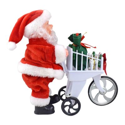 Garende Musical Santa with Shopping Cart Toy Xmas Decoration Desktop Ornament