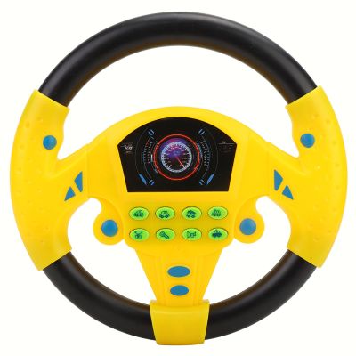 Semme Kids Steering Wheel Toy with Sounds and Lights Simulated Driving Controller for Toddlers Suction Cup Dynamic Music (Yellow)